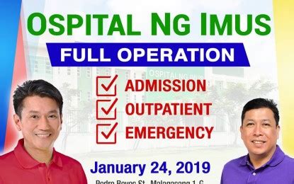 imus public hospital|Ospital ng Imus fully operational by Jan. 24 .